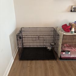 42x28 Dog Crate Double Entrance With Food Bowl Attachment 