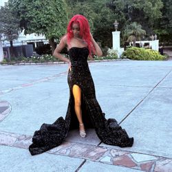 Alglist Elegant Prom Dress- XS (2) , Black Sequin, Worn Once
