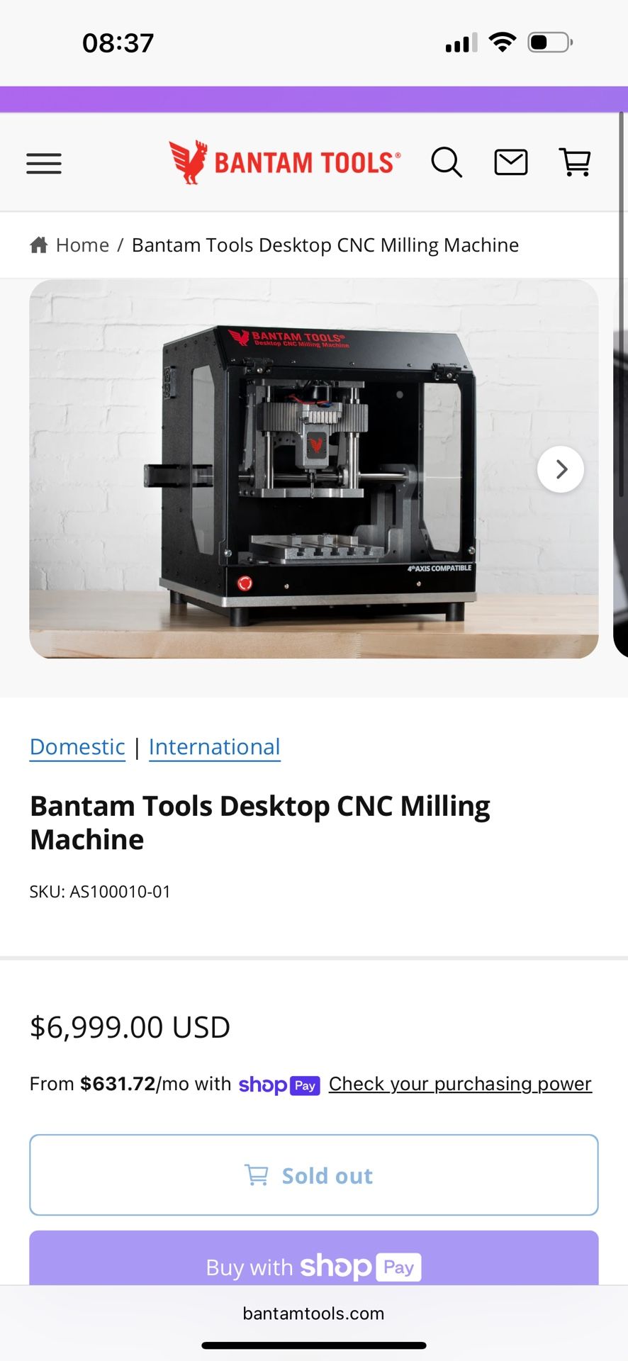 Bantam Tools Desktop CNC Milling Machine OBO