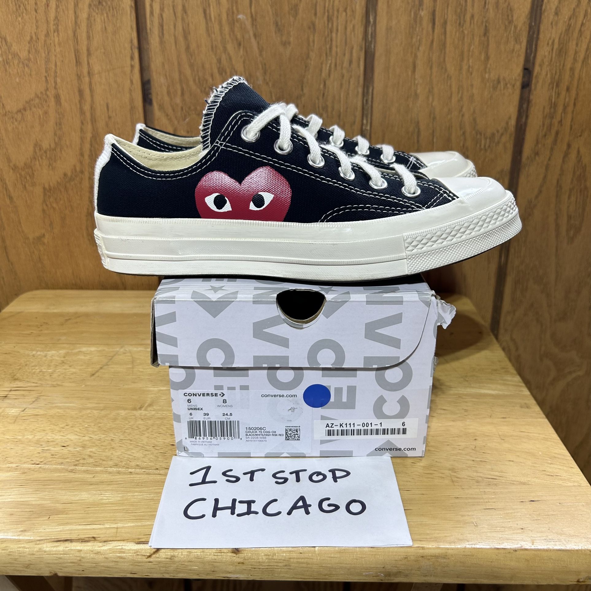 Converse Comme de Garcons Low Top Chuck 70 CDG OX Sneakers Womens 8/Mens 6 NEW