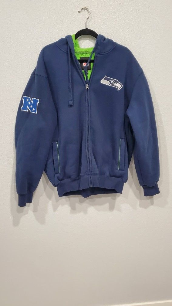 Seahawks NFC Zip-up Fleece Lined Hoodie Jacket Size XL
