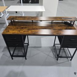 【NEW IN BOX】New 47 inch Computer Desk with 4 Drawers, Gaming Desk with LED Lights & Power Outlets, Home Office Desk with Large Storage Space for Bedro