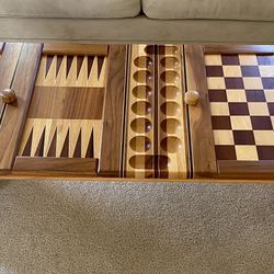 David Levy Hand Crafted Exotic and Domestic Wood Reversible Game and Coffee Table