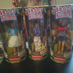 3 Brand New The Brady Bunch Alice Greg and Marcia Exclusive Premiere Limited Edition Collector Series Fully Poseable Action Figures