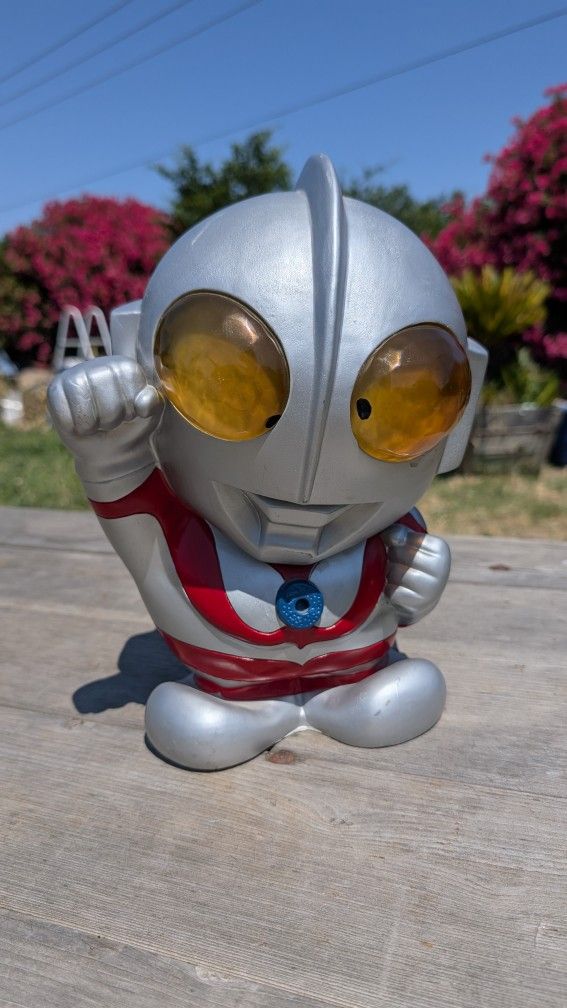 12" Ultraman Chibi Style Coin Bank - Red & Silver Vinyl Figure Piggy Bank
