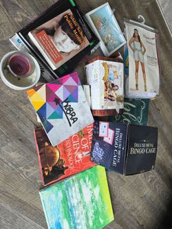 2 games, couple books, picture.