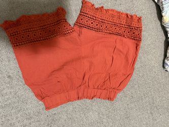 Rust Orange Crochet Trim Shorts-medium size