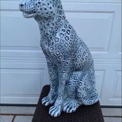 3 foot tall, snow, leopard statue