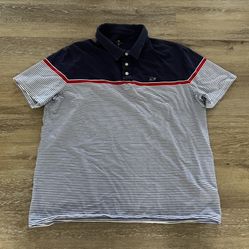 Vineyard Vines x target striped polo shirt mens size L blue red  