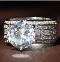 New 18 k white engagement ring wedding ring set engagement