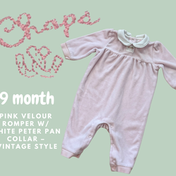 Chaps Baby Girl Pink Velour Romper w/ White Peter Pan Collar (9 Month)– Vintage Style