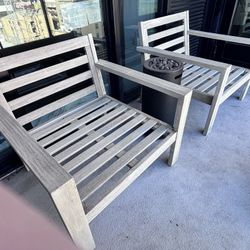 Outdoor Hardwood Patio Lounge Chairs – Set of 2 – $240