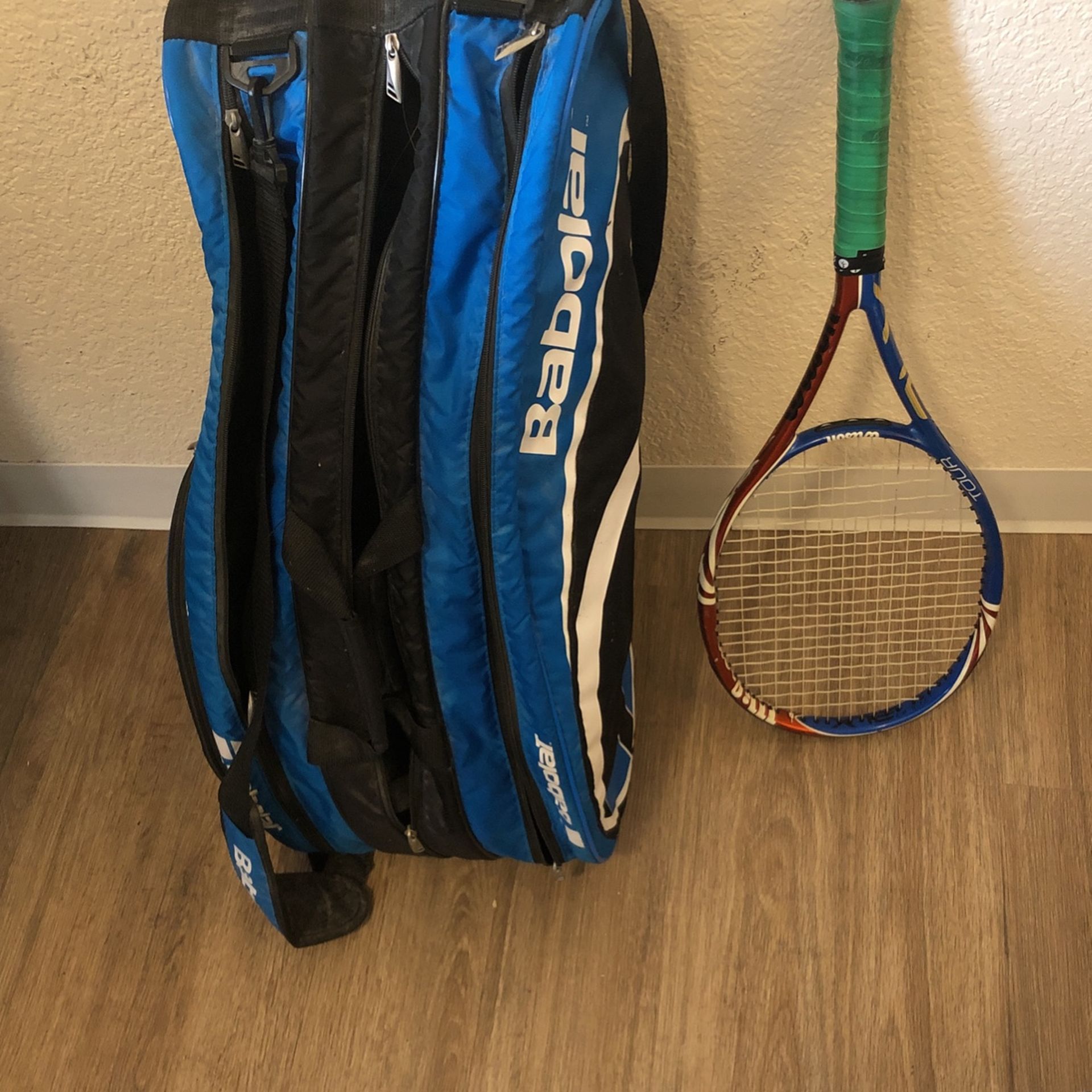 Tennis bag and racket
