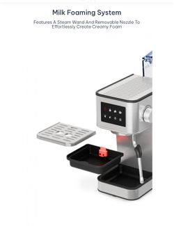 EM625 Espresso Machine 20 Bar, Compact Espresso Maker With Milk Frother, Stainless Steel Coffee Machine With 57.5oz Removable Water Tank