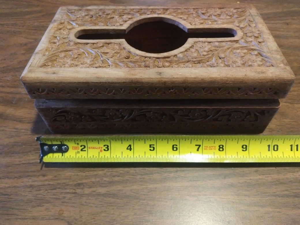 Hand carved African wooden box