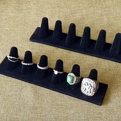 Two Black Velvet Ring Display Stands