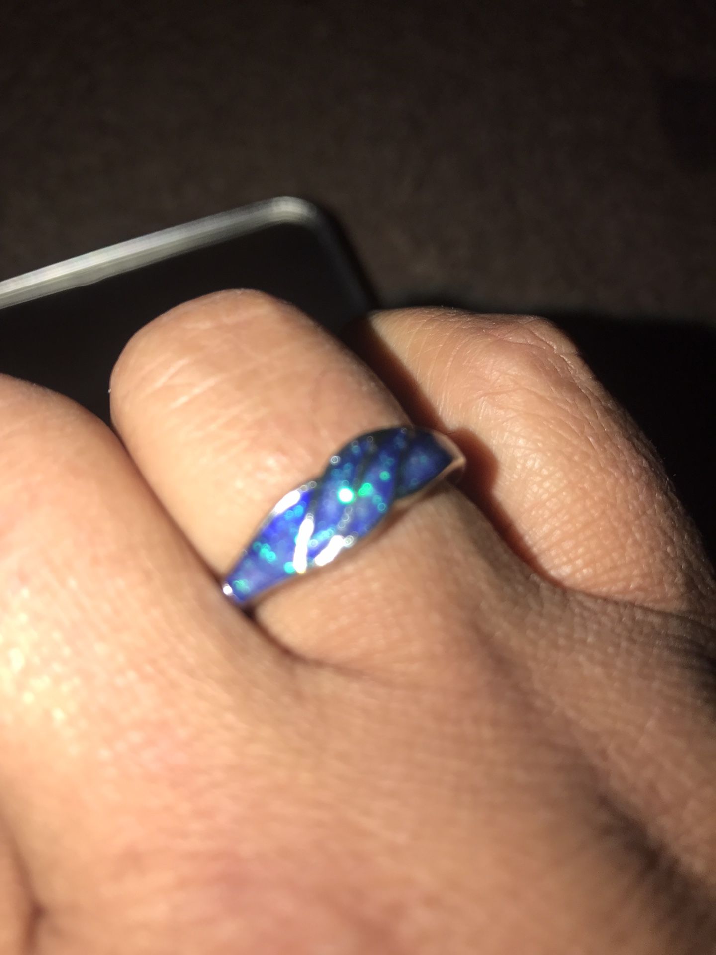 Abalone on Tibetan silver ring size 9