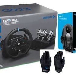 Logitech G923 Racing Wheel, Pedals, Shifter & Gloves for XBOX New