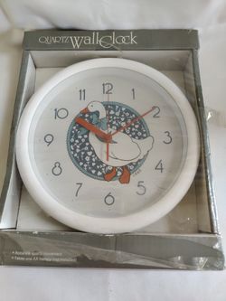 Vintage Blue Bow Geese Wall Clock NIB 