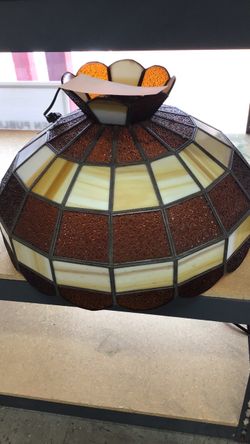 Vintage Art Deco Brown And Beige Frosted Glass Chandelier Lighting Fixture 💵 💳 💵 Cash and Card Accepted