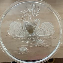 Vintage Mikasa Walther Crystal Swan Lake Cake Plate