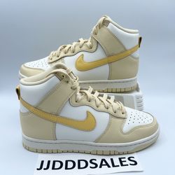 Nike Dunk High Pale Vanilla Gold White Retro Sneakers DD1869-201 Womens Size 7  