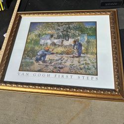 “Vincent van Gogh ‘First Steps, after Millet’ Framed Gold Print 32x26