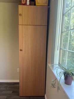 Tall Wood Laminate Storage Cabinet