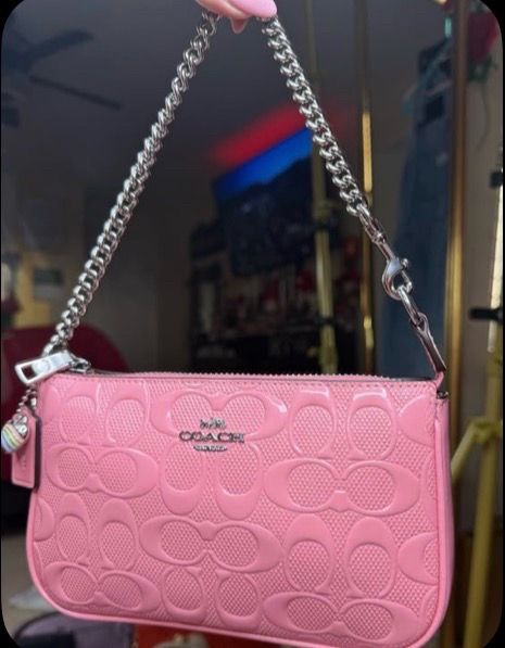 Coach Pink Signature and Embossed Wristlet