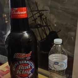 Kenny Bernstein "First to 300" Budweiser Embossed Glass Bottle Y2K