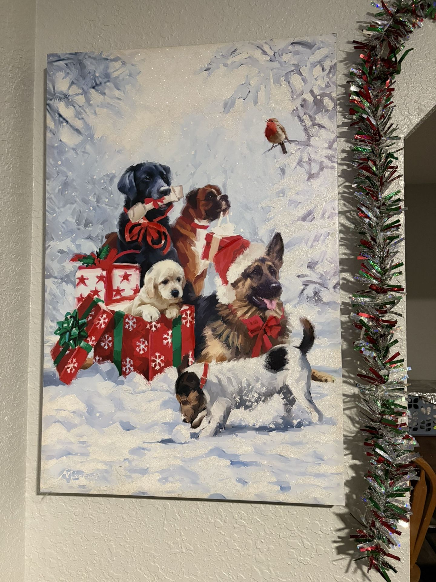 Christmas Dog Painting