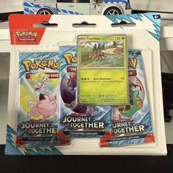 Pokémon TCG: Scarlet & Violet—Journey Together 3-Pack Blister featuring a Yanmega promo card