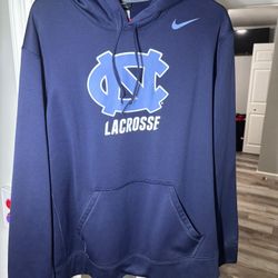 Nike Therma-Fit UNC Tar Heels Lacrosse Hoodie Men’s L Blue Navy Pullover Warm