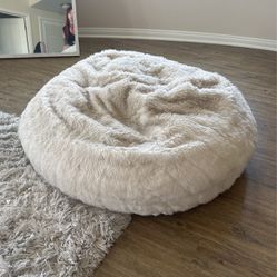 White Fluffy Bean Bag Chair