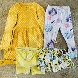 4 Pack Assorted 2T Girl's Bundle (Dress, PJ Pants, & Shorts)