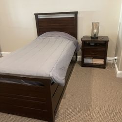 Twin Bed, Bottom Bed Drawer, and Nightstand