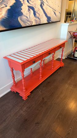 One-of-a-Kind Hand-Painted Console Table – 3 Drawers