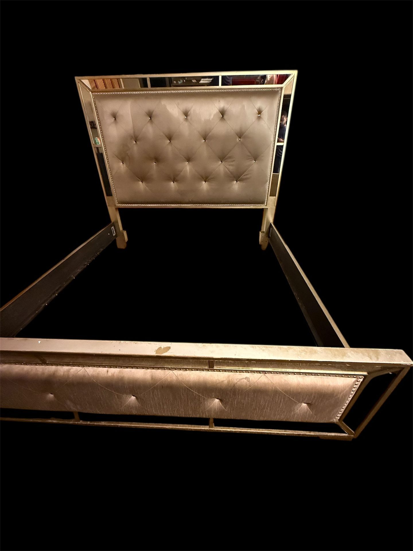 Elegant Upholstered King Sized Bed Frame With Dresser