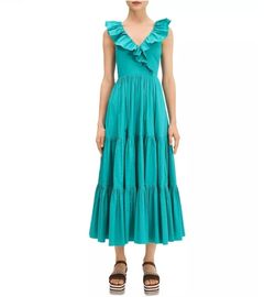 NWT Kate Spade Poplin Ruffle Tiered Dress