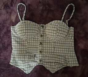 Corset-style bustier top spaghetti straps (small- button up)