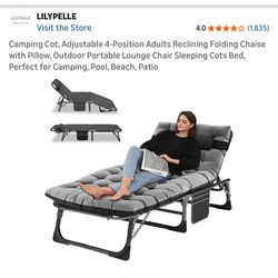 Folding Camping Adults Recliner Chaise With Pillow