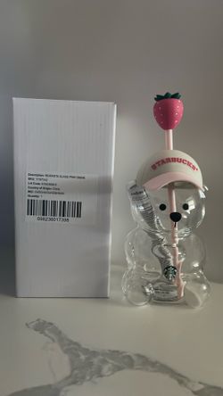 Starbucks Bearista Glass Pink Drink Cup