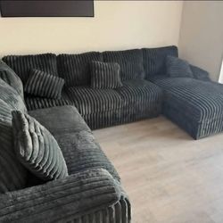 CORDUROY DARK GREY SECTIONAL BRAND NEW SAME DAY DELIVERY 