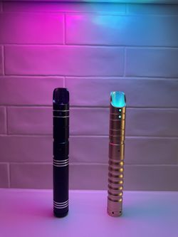 2 Metal Lightsaber Replicas Rechargeable RGB Sound FX Heavy Star Wars Style