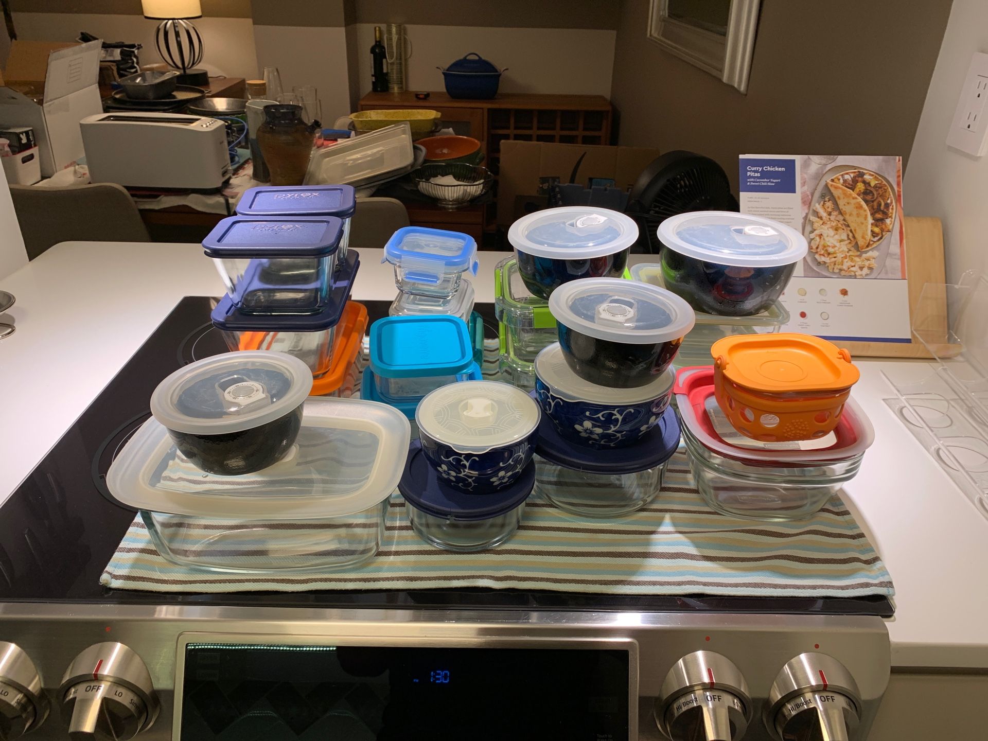 24 glass food containers in perfect condition