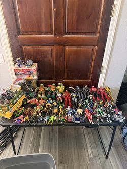 GIANT LOT OF VINTAGE & NEWER ACTUON FIGURES TMNT MOTU TRANSFORMERS MARVEL DINO RIDERS STONE PROTECTORS