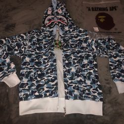 BLUE BAPE HOODIE DOUBLE HOOD