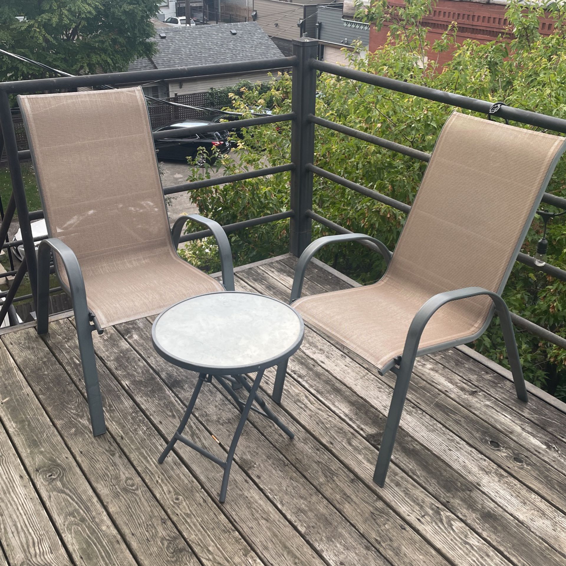 Patio Chairs And Side Table 