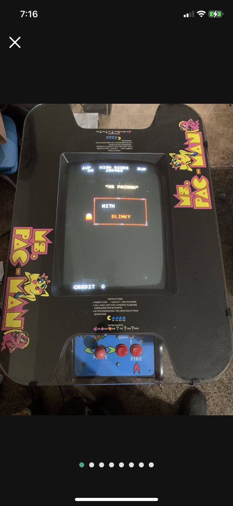 Ms. Pac-Man Arcade Game Table . Cocktail Sit Down Old School Bally / Midway . Donkey Kong , Ms. Pacman , Galaga,