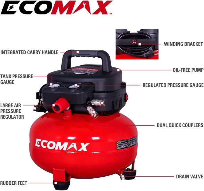 Pancake Air Compressor, 6.0 Gallon, 150 PSI